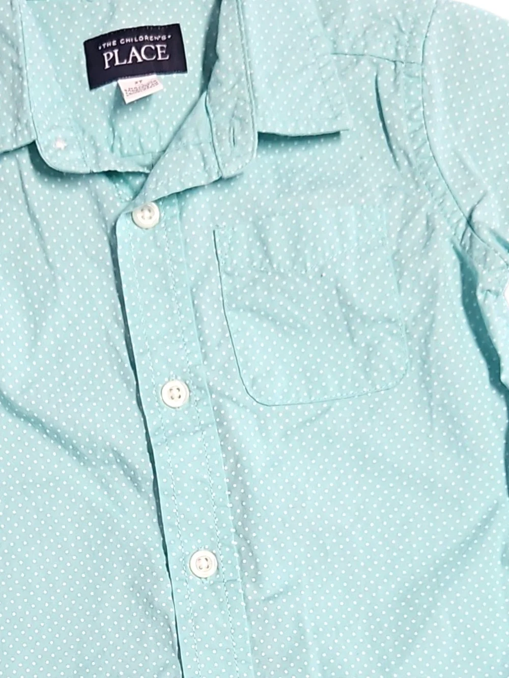 The Children's Place Light Mint Short Sleeve Button-Down Shirt Size 2T